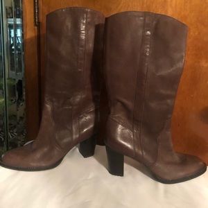 Michael Kors midcalf  brown leather boots.